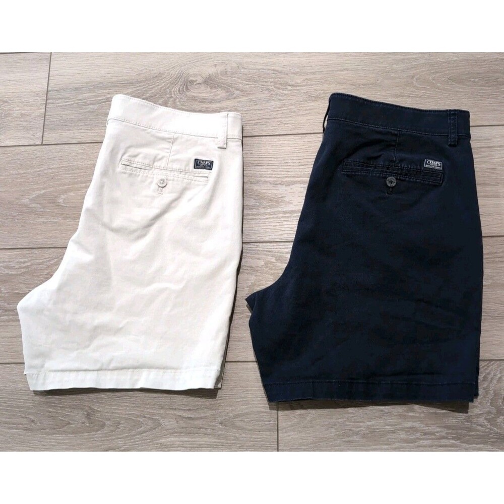 LOT/2 CHAPS by RALPH LAUREN MENS 34X8" LOOSE STRETCH SHORTS FLAT FRONT EUC